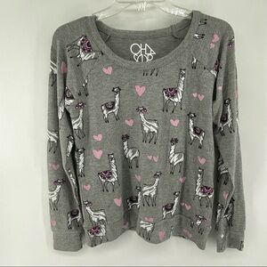 Chaser Sz Small Llama‎ Grey Sweatshirt